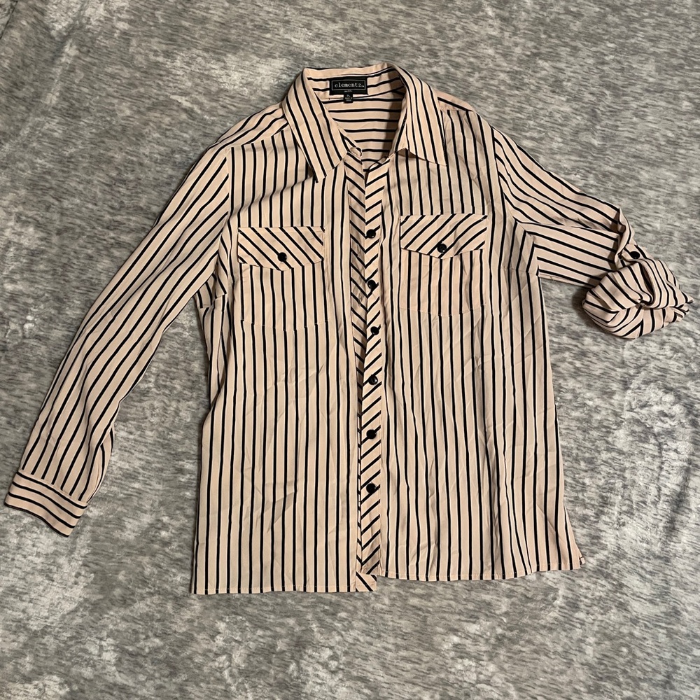 Elementz button down striped blouse